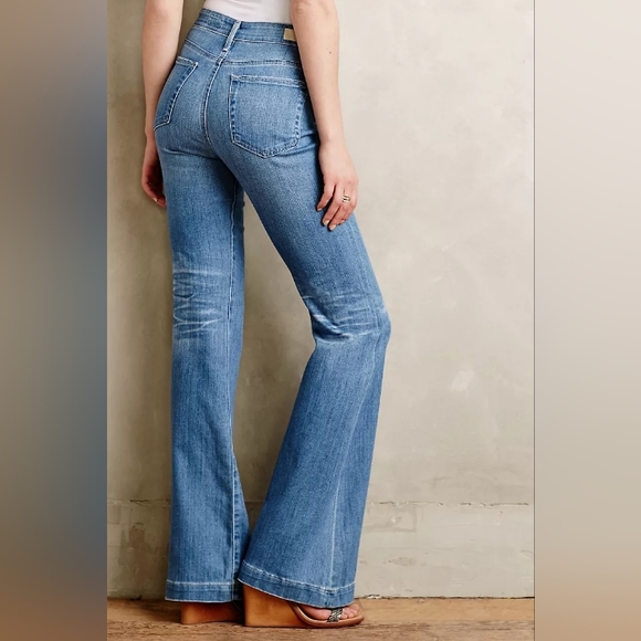 ❤️ AG The Janis High Rise Flare, Medium Light Wash, Stretch Denim Jeans, Size 27 - Picture 6 of 12